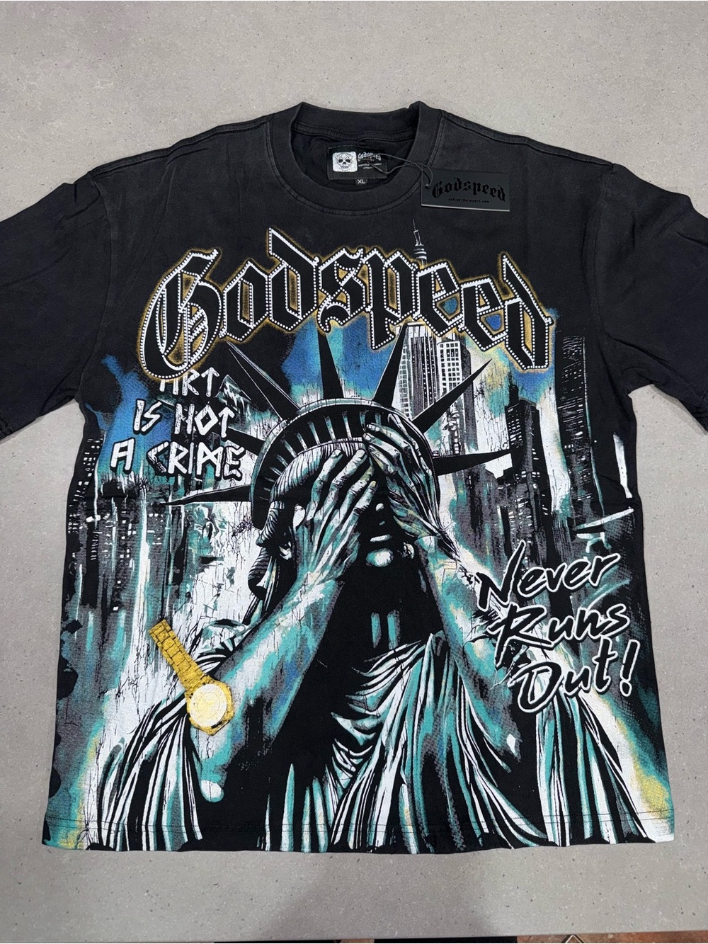 GODSPEED Tee with Statue of Liberty Artwork